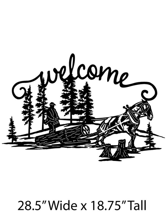 Welcome Working Horse Metal Sign