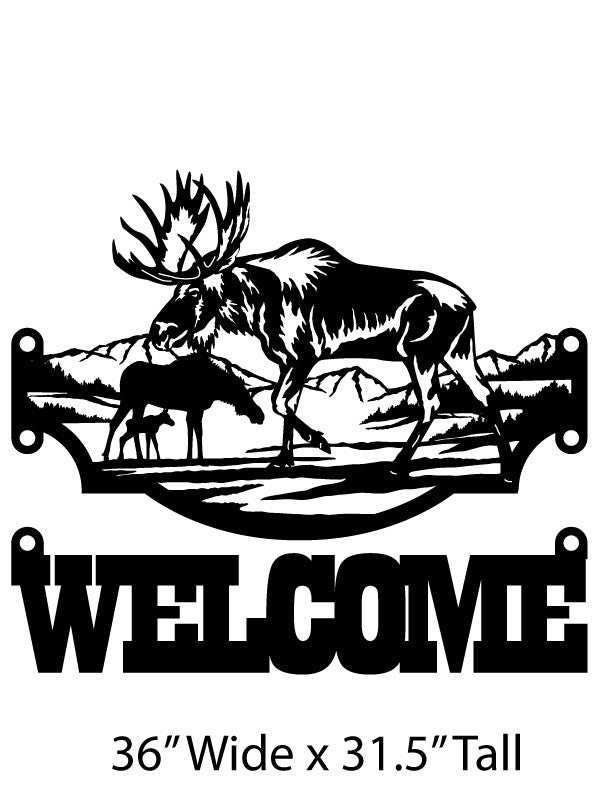 Metal Moose Welcome Sign