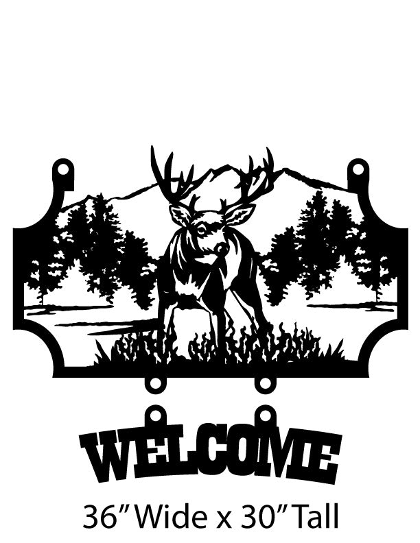 Deer Metal Welcome Sign